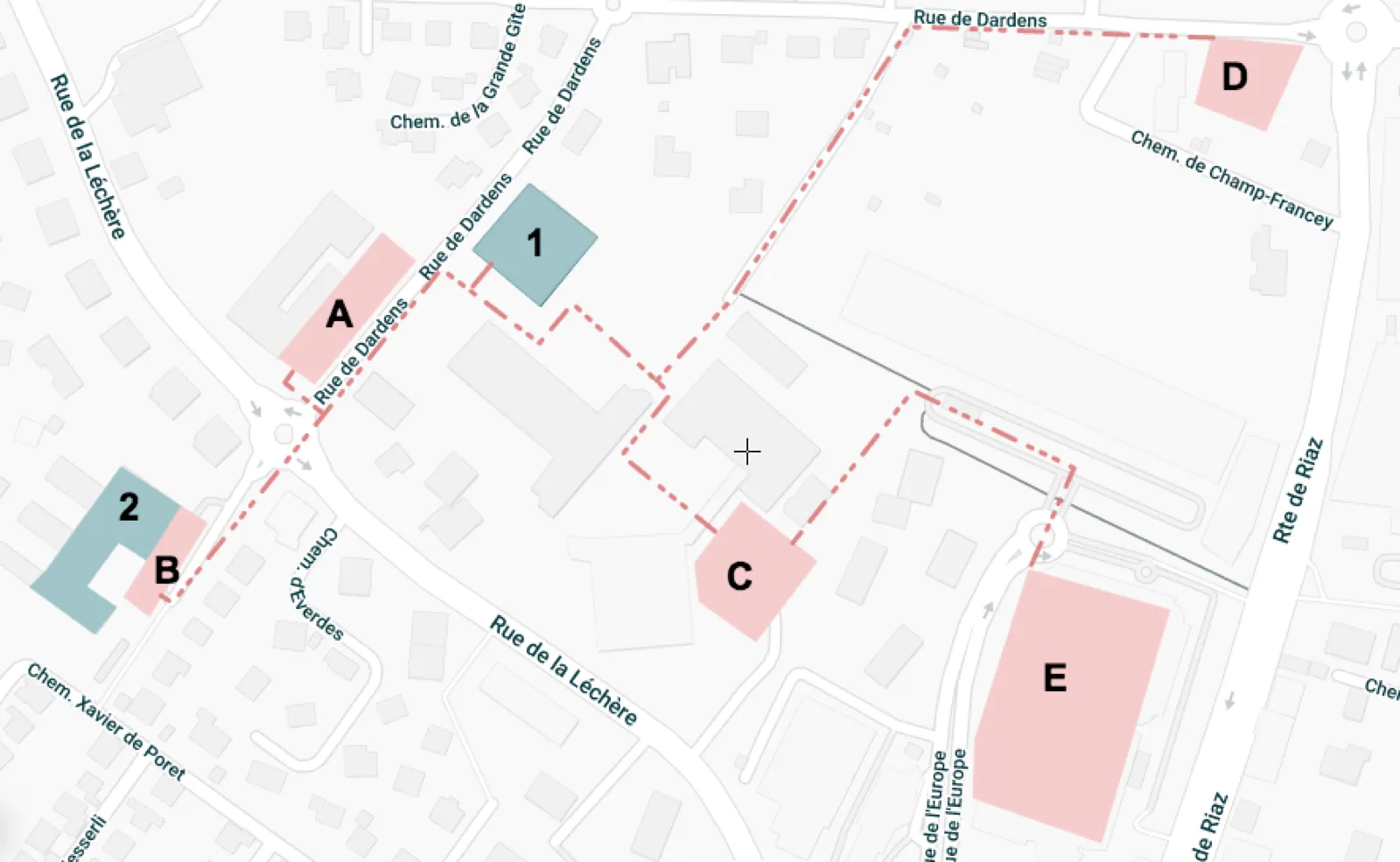 Plan des sites et parkings du CRS 2022 à Bulle